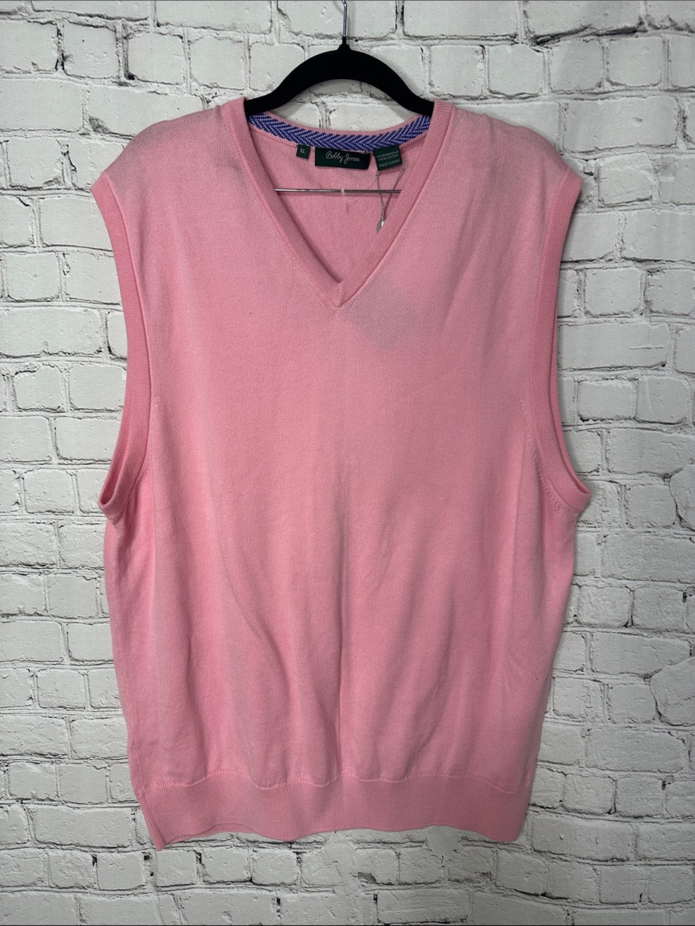 Bobby Jones Pink V-Neck Golf Sweater Vest 100% Peruvian Pima Cotton XL NEW